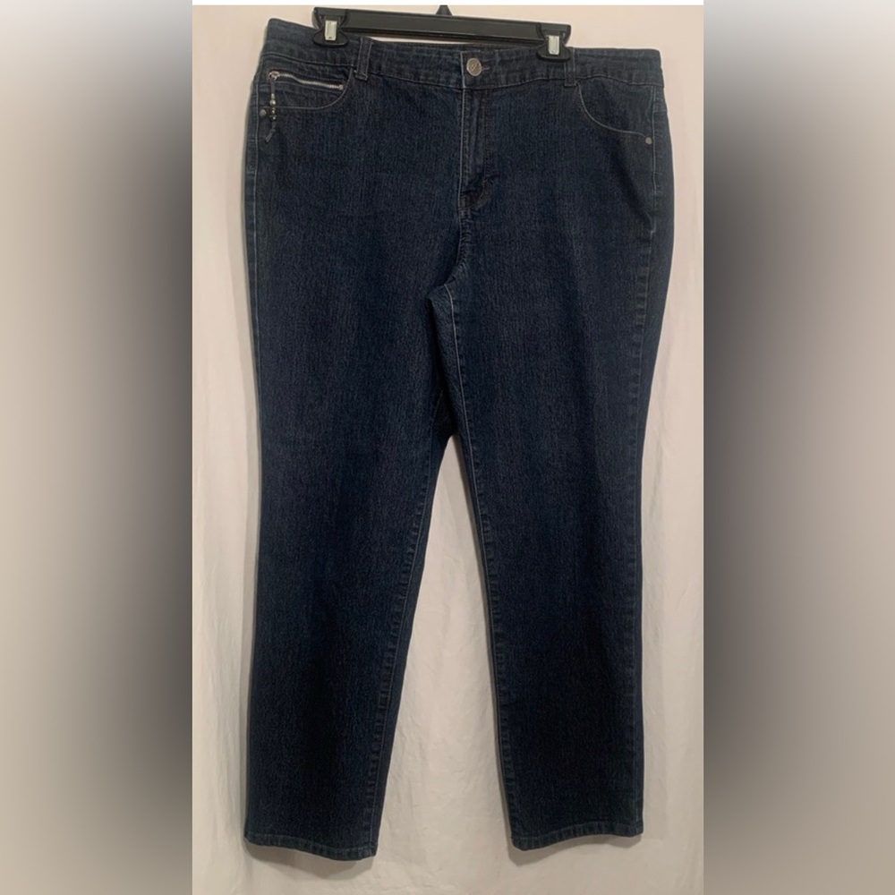WOMENS 18 WAIST 36 DARK BLUE STYLE & CO JEANS SLIM LEG DENIM ZIP JEANS